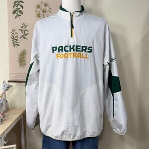 Vtg Reebok NFL Authentic Sideline Green Bay Packers Football 1/4 Zip Pullover L